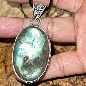Flashy Blue Labradorite Pendant 2”